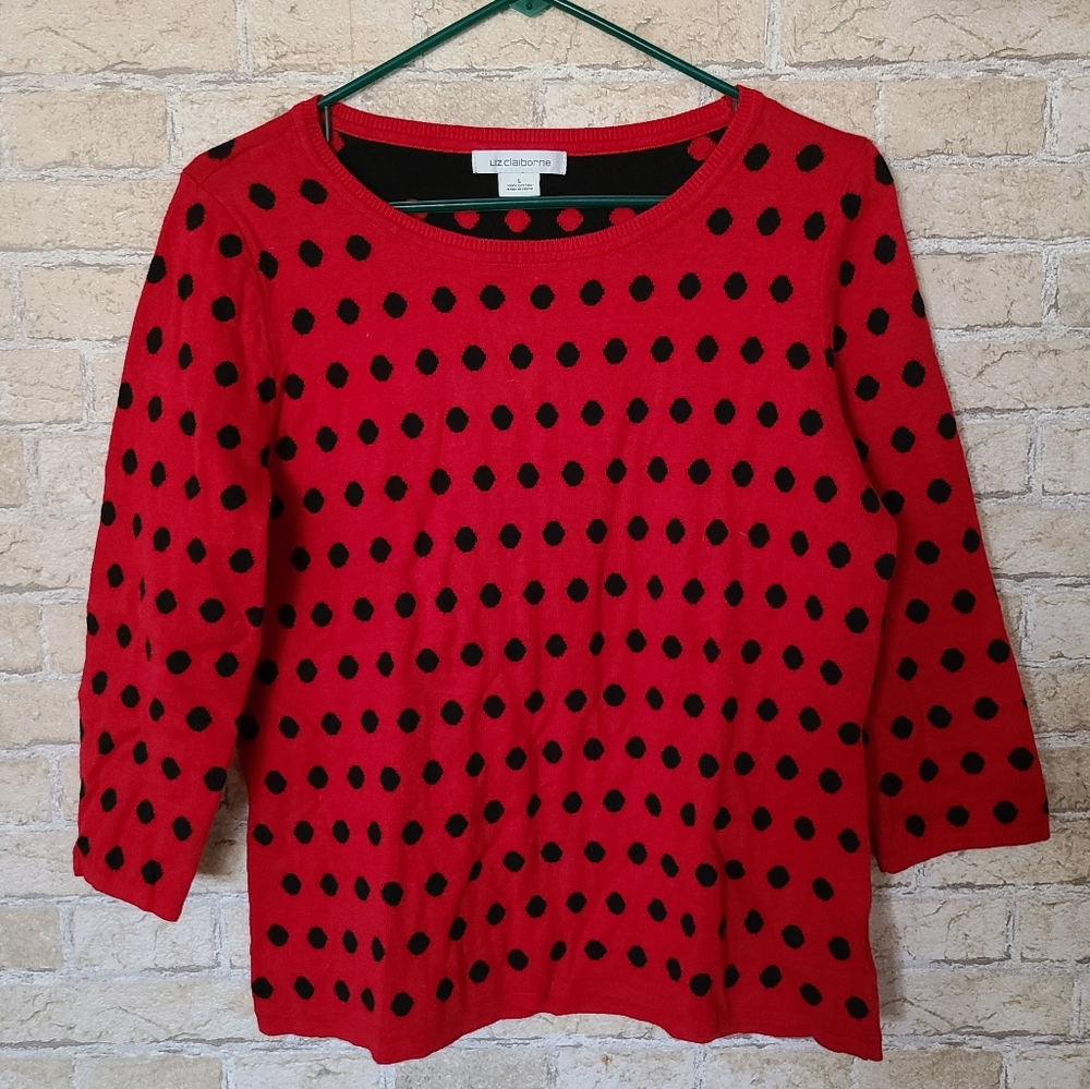 Red and black polka dot sweater